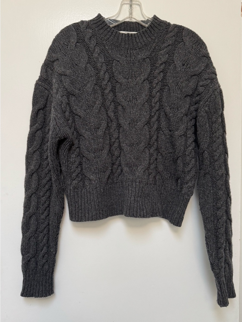 FRAME Charcoal Cable Knit Crewneck Sweater 
Sz M